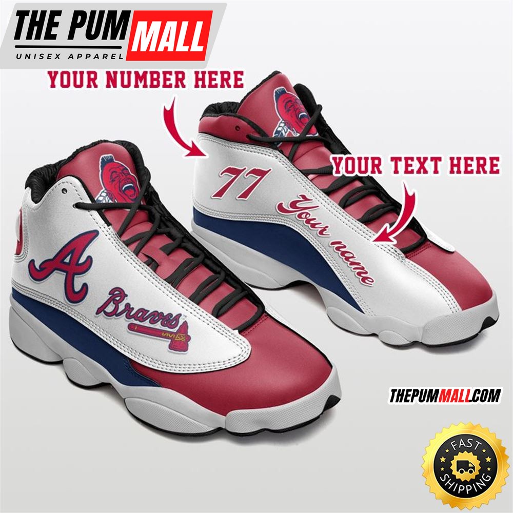 MLB Atlanta Braves Custom Name Number Air Jd 13 Shoes V2