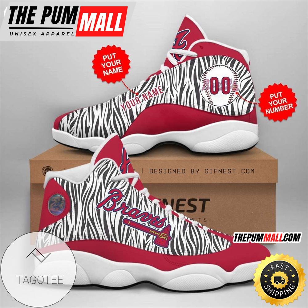 MLB Atlanta Braves Custom Name Number Air Jd 13 Shoes V6