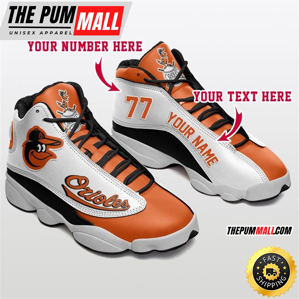 MLB Baltimore Orioles Custom Name Number Air Jd 13 Shoes V2
