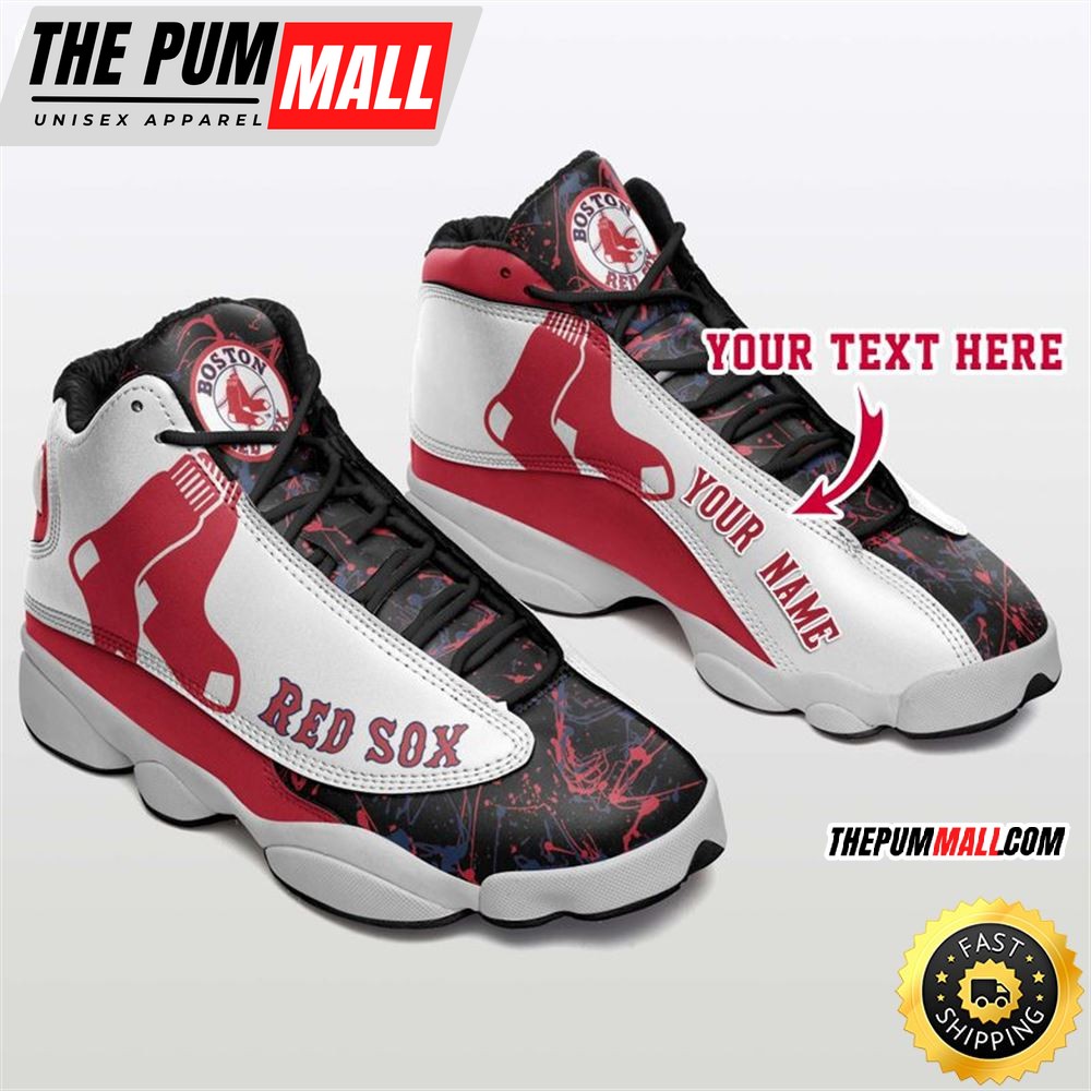 MLB Boston Red Sox Custom Name Air Jd 13 Shoes V4