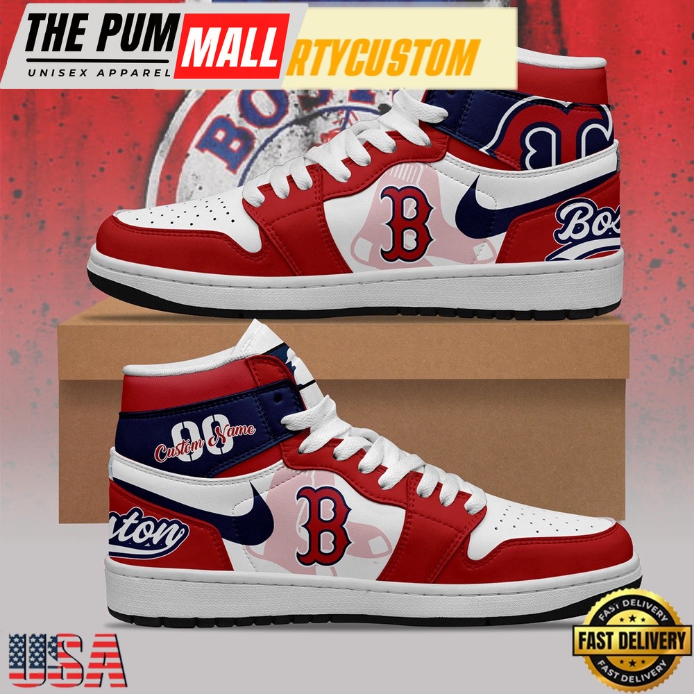 MLB Boston Red Sox Unique Design Custom Name Air Jd 1 Shoes Running Sneakers , MLB Fan Gifts
