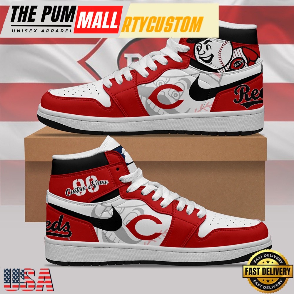 MLB Cincinnati Reds Unique Design Custom Name Air Jd 1 Shoes Running Sneakers , MLB Fan Gifts