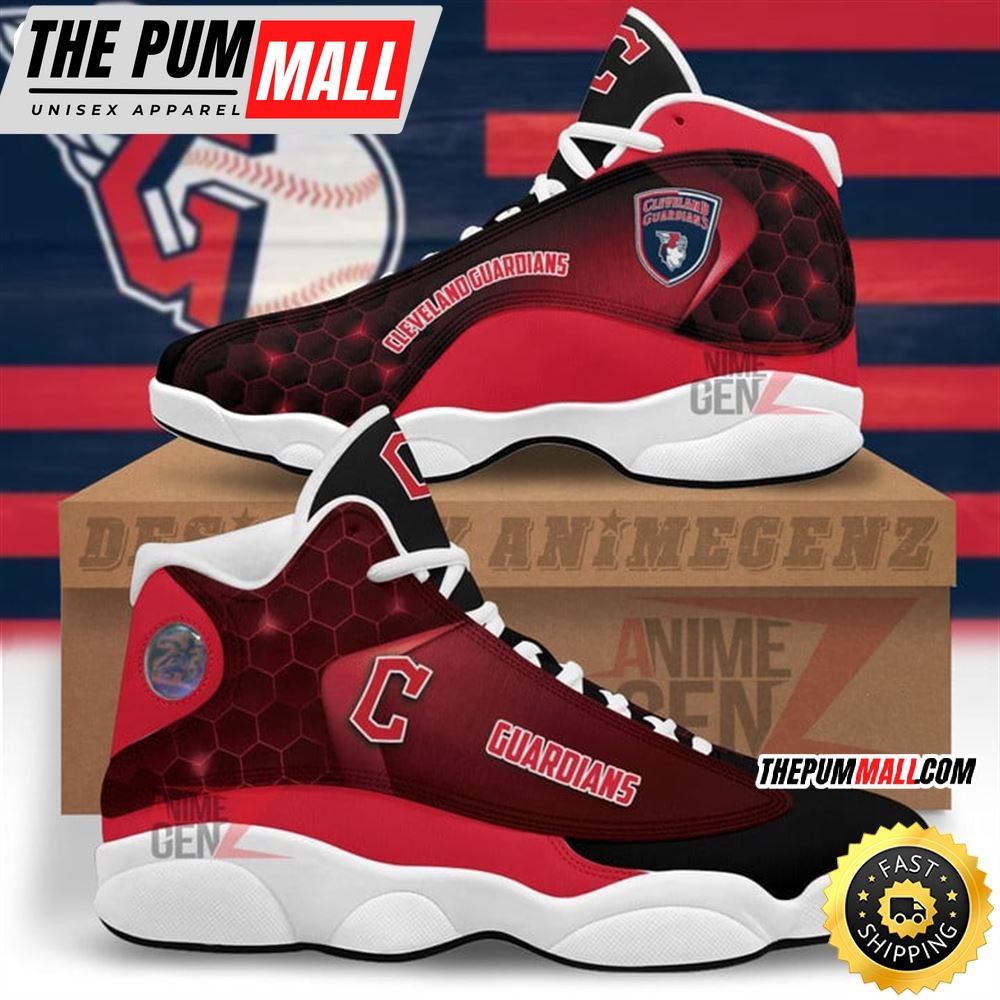MLB Cleveland Guardians Black Mix Red Air Jd 13 Shoes