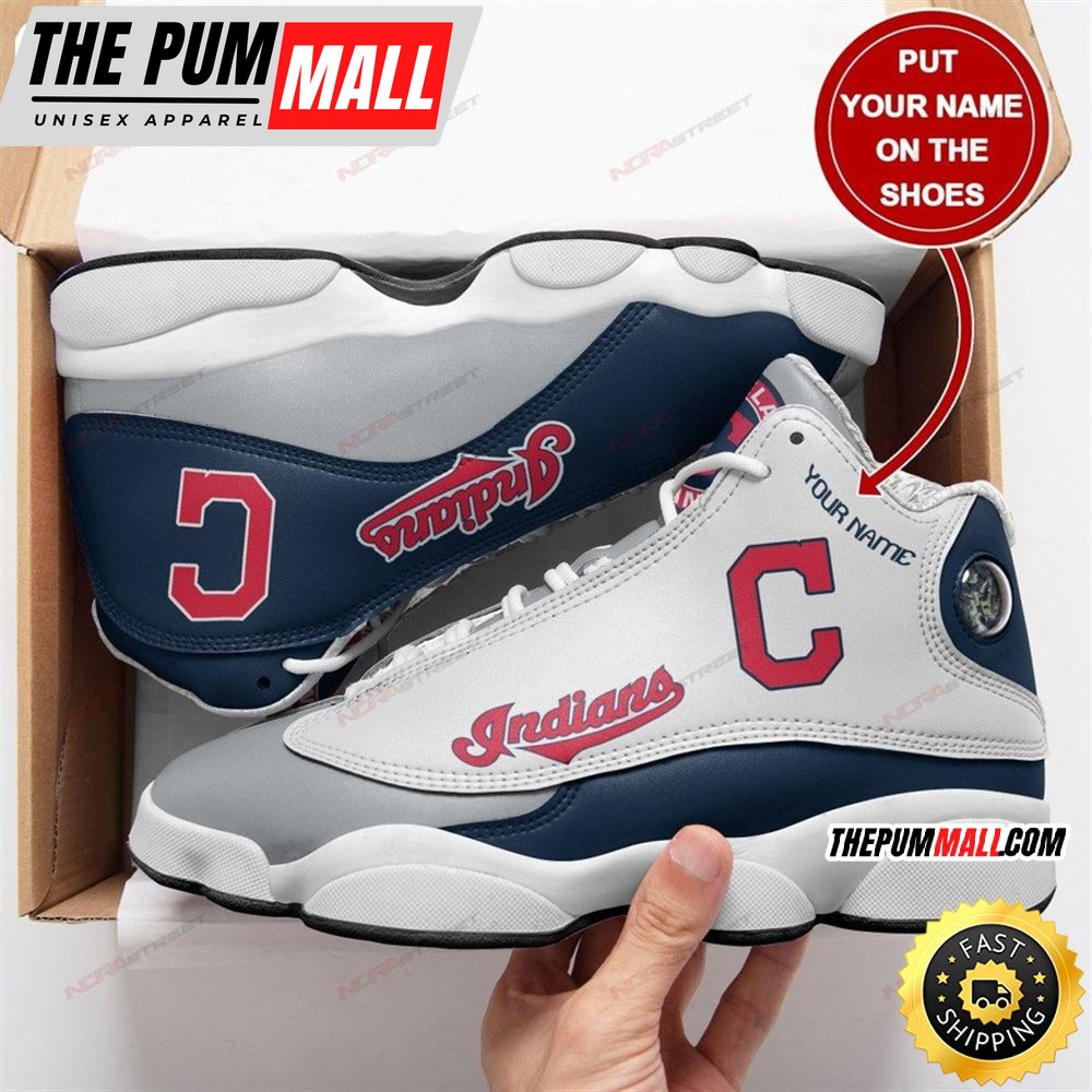 MLB Cleveland Indians Custom Name Air Jd 13 Shoes V2