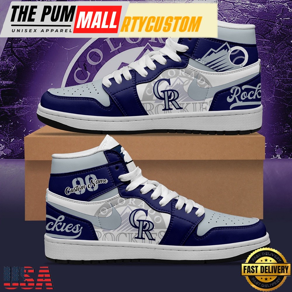 MLB Colorado Rockies Unique Design Custom Name Air Jd 1 Shoes Running Sneakers , MLB Fan Gifts