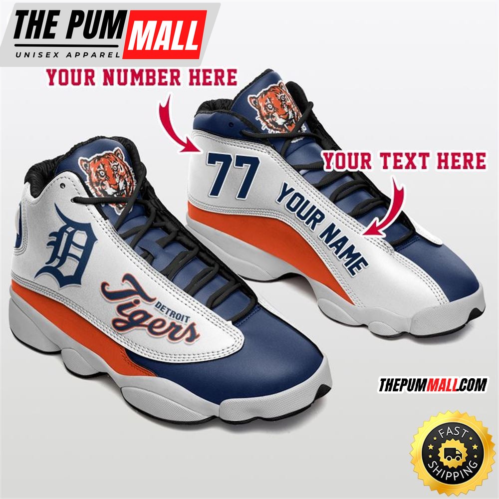 MLB Detroit Tigers Custom Name Number Air Jd 13 Shoes V4