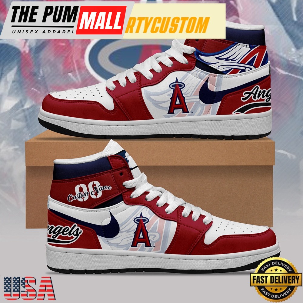 MLB Los Angeles Angels Unique Design Custom Name Air Jd 1 Shoes Running Sneakers , MLB Fan Gifts