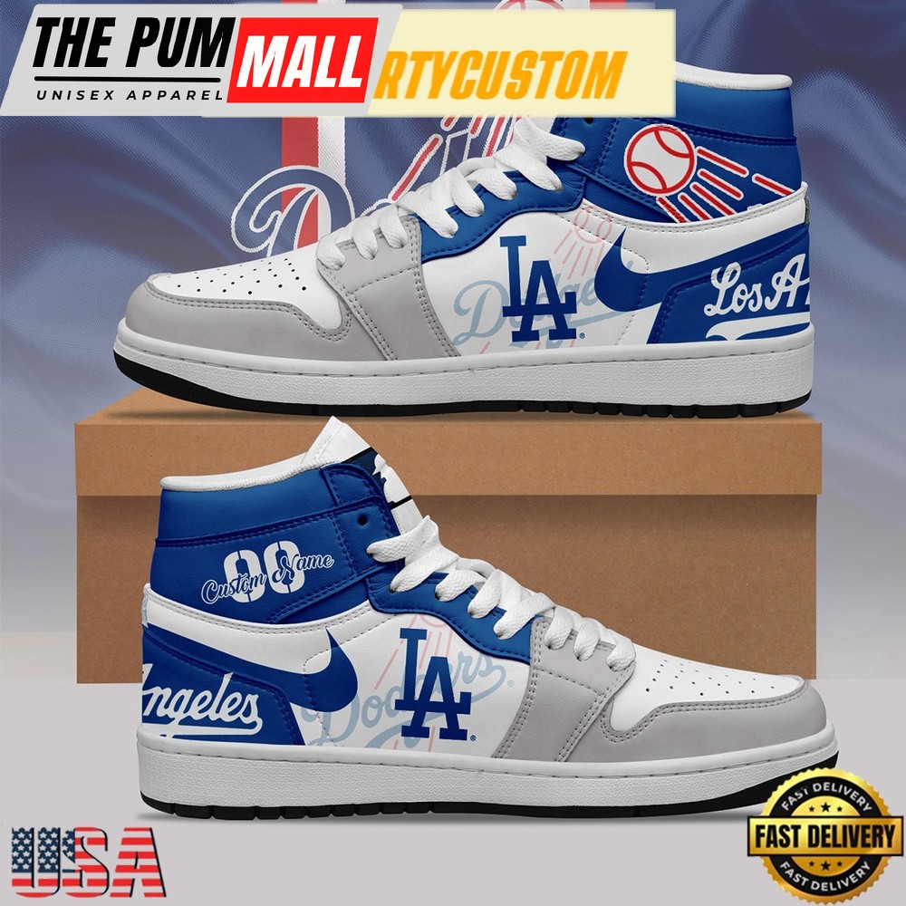 MLB Los Angeles Dodgers Unique Design Custom Name Air Jd 1 Shoes Running Sneakers , MLB Fan Gifts
