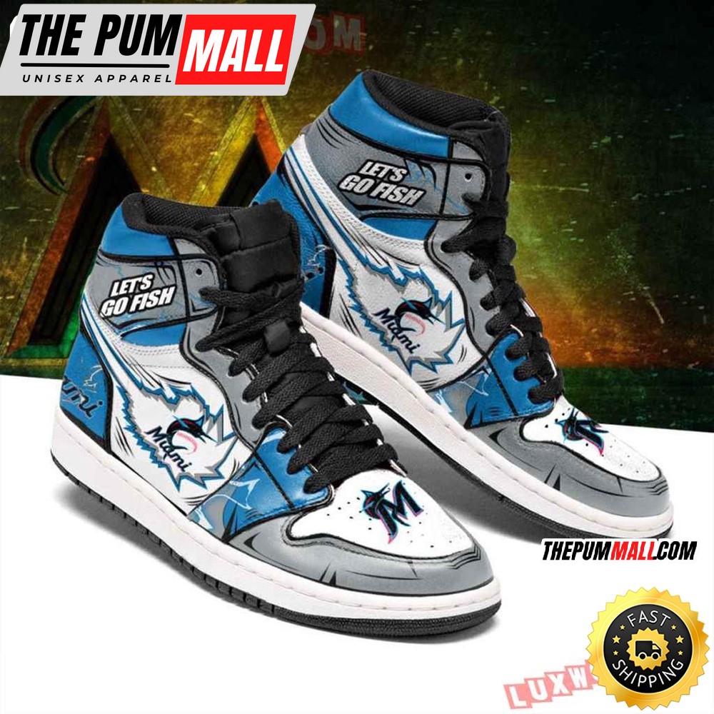 MLB Miami Marlins Air Jd 1 High Sneakers Classic Air Jd Sneakers