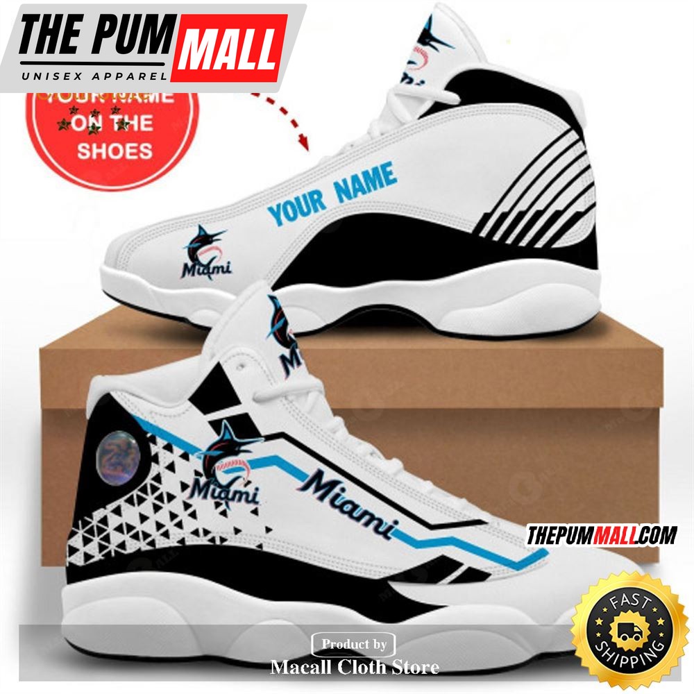 MLB Miami Marlins Custom Name Air Jd 13 Shoes