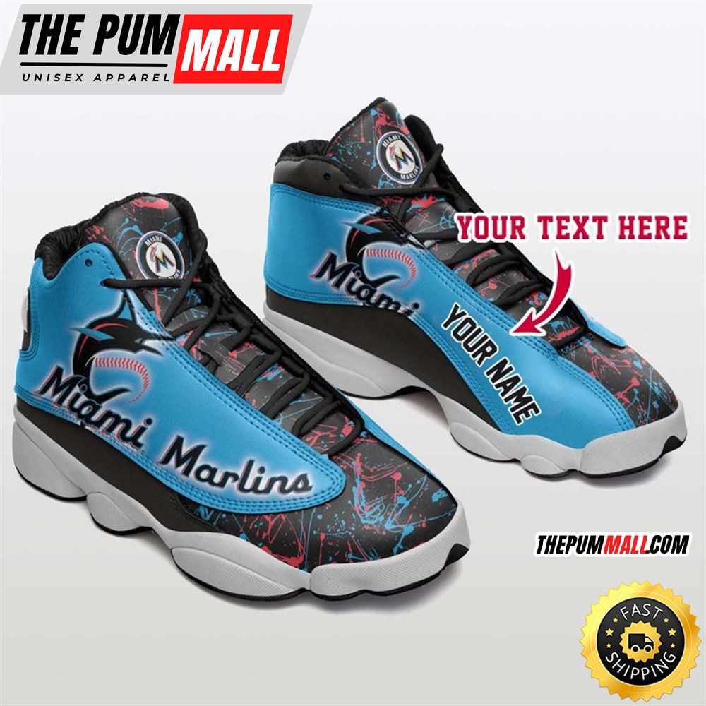 MLB Miami Marlins Custom Name Air Jd 13 Shoes V1