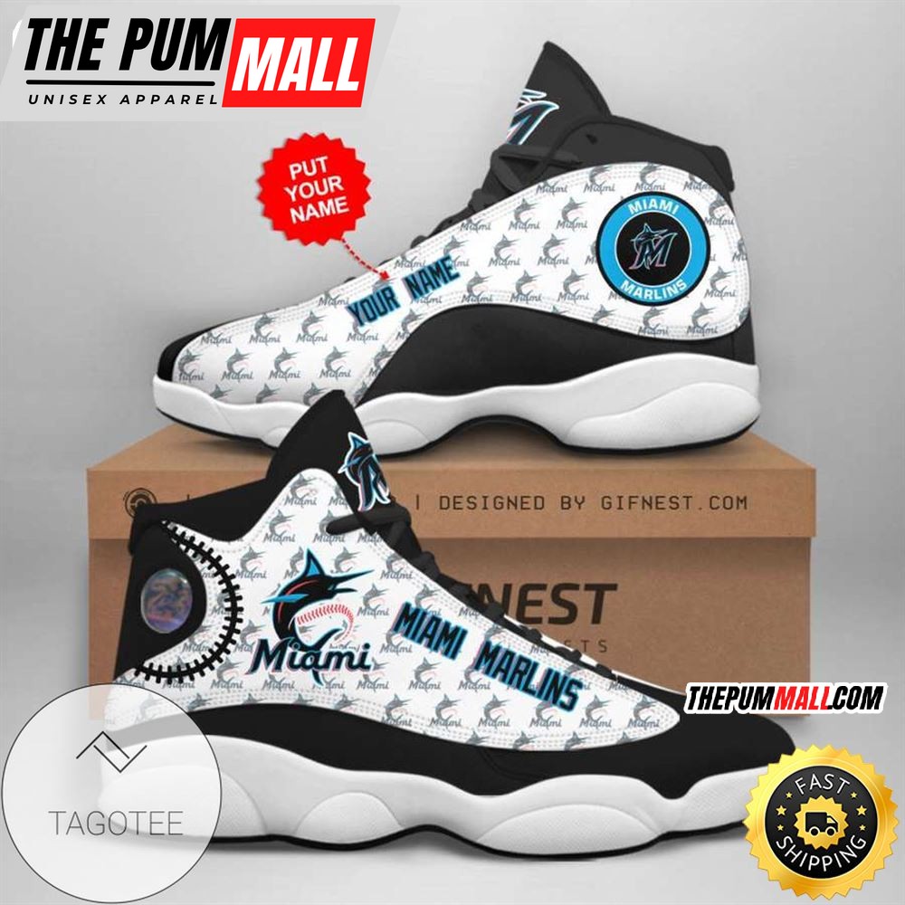 MLB Miami Marlins Custom Name Air Jd 13 Shoes V5