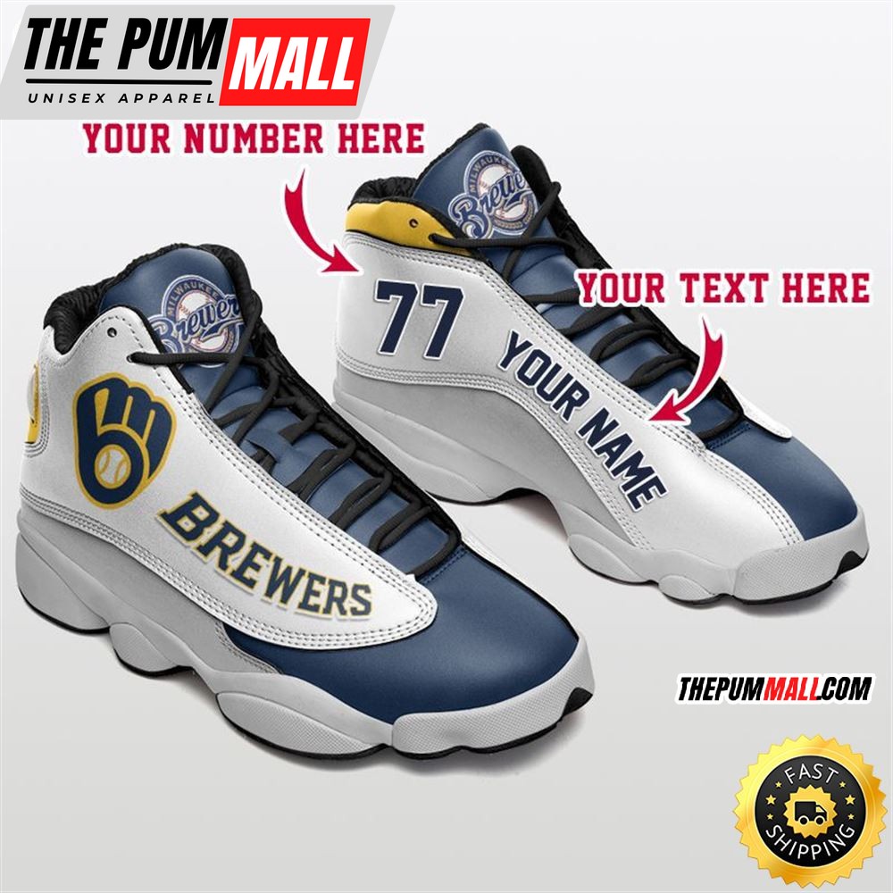 MLB Milwaukee Brewers Custom Name Number Air Jd 13 Shoes V5