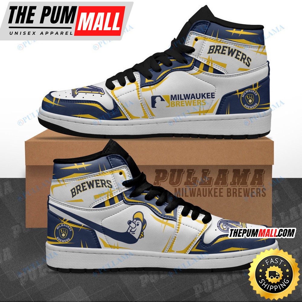 MLB Milwaukee Brewers Style Air Jd 1 High Sneakers