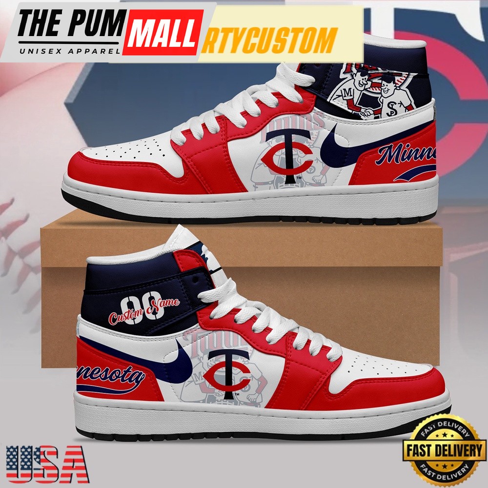 MLB Minnesota Twins Unique Design Custom Name Air Jd 1 Shoes Running Sneakers , MLB Fan Gifts
