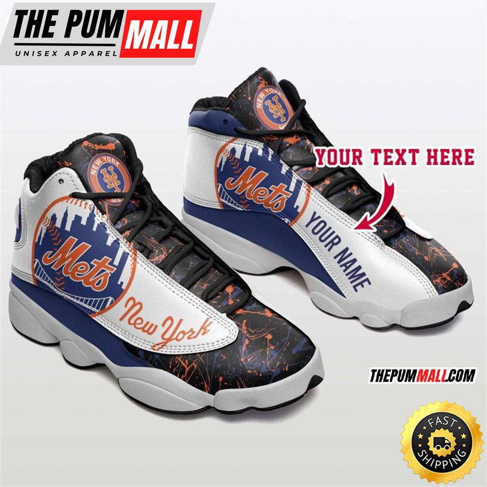 MLB New York Mets Custom Name Air Jd 13 Shoes V4