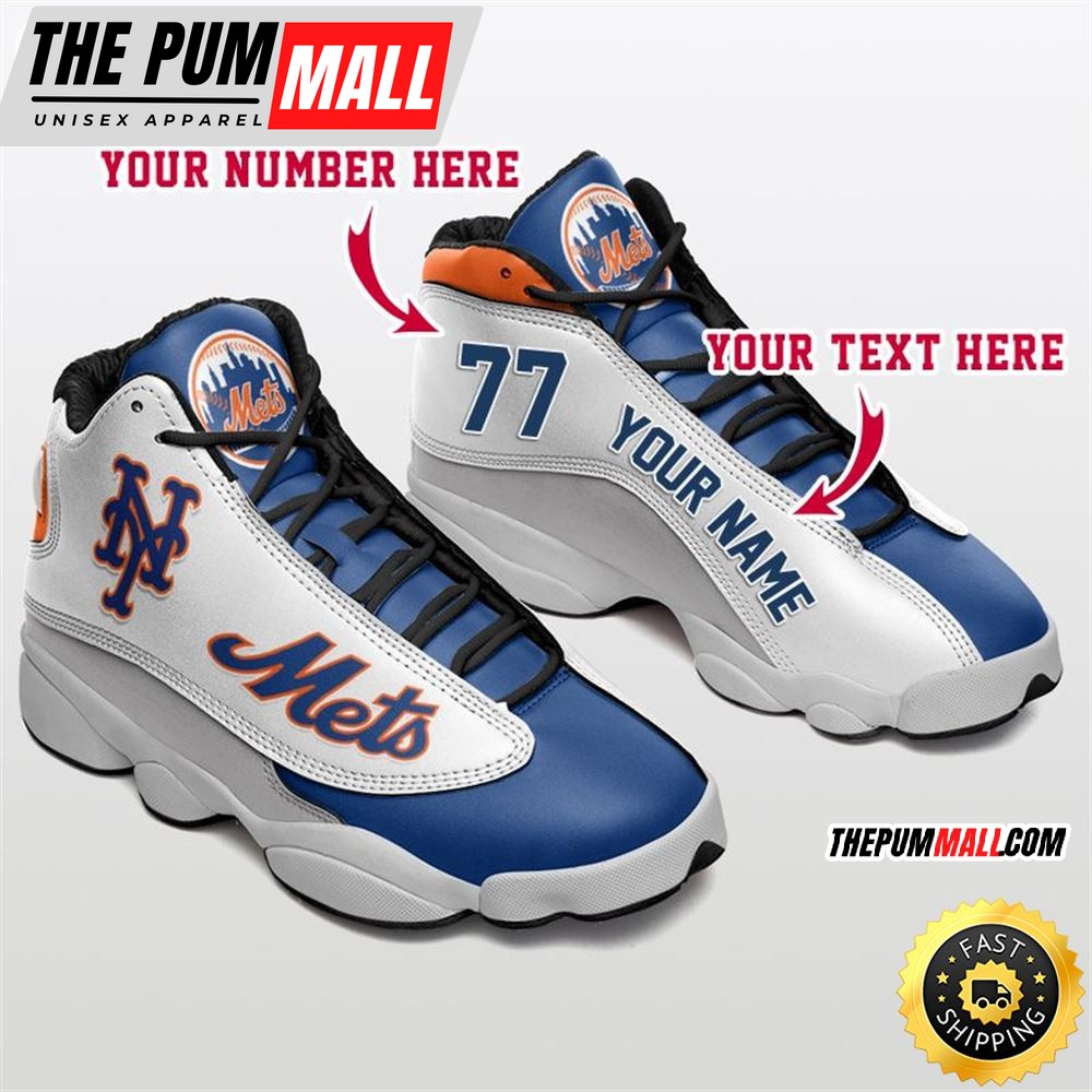 MLB New York Mets Custom Name Number Air Jd 13 Shoes V5