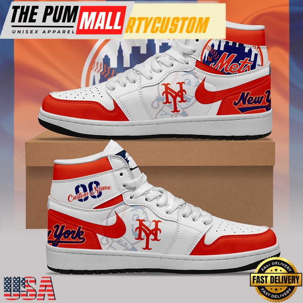 MLB New York Mets Unique Design Custom Name Air Jd 1 Shoes Running Sneakers , MLB Fan Gifts