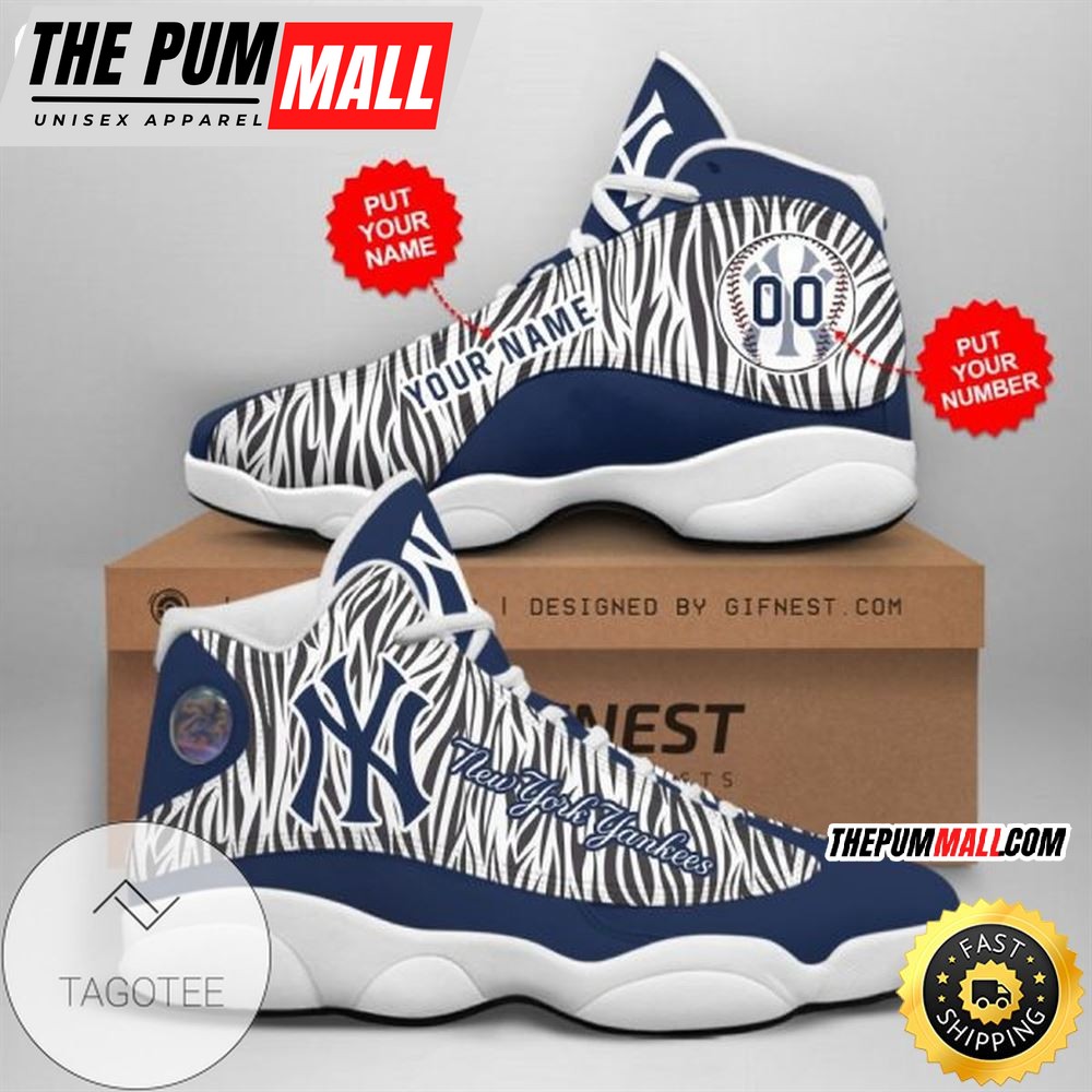 MLB New York Yankees Custom Name Number Air Jd 13 Shoes V1