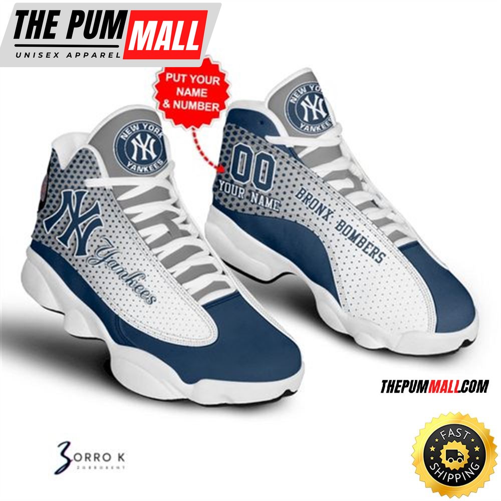 MLB New York Yankees Custom Name Number Air Jd 13 Shoes V4