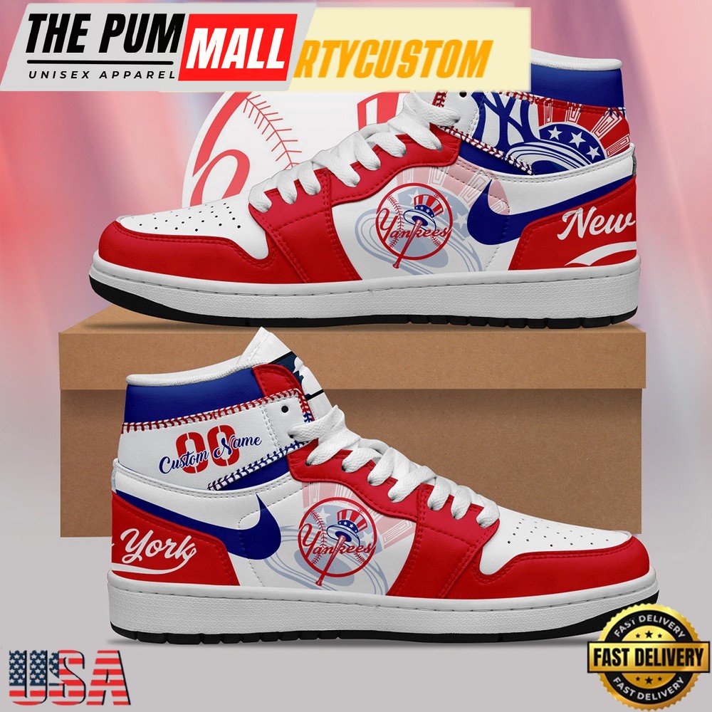 MLB New York Yankees Unique Design Custom Name Air Jd 1 Shoes Running Sneakers , MLB Fan Gifts