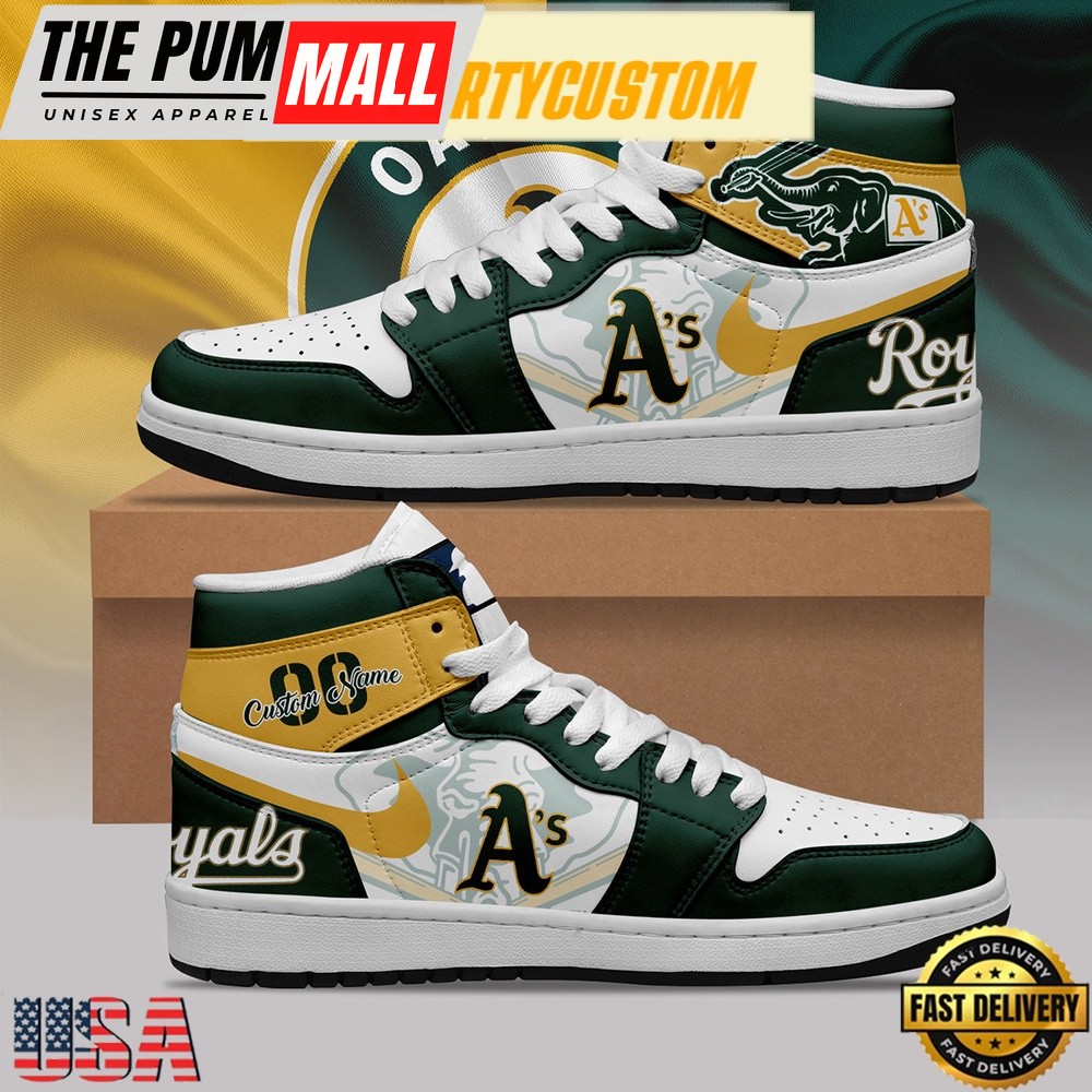 MLB Oakland Athletics Unique Design Custom Name Air Jd 1 Shoes Running Sneakers , MLB Fan Gifts