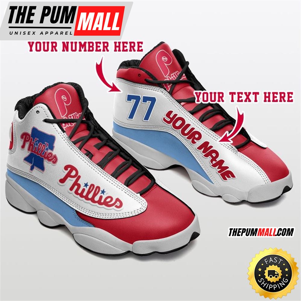 MLB Philadelphia Phillies Custom Name Number Air Jd 13 Shoes V4