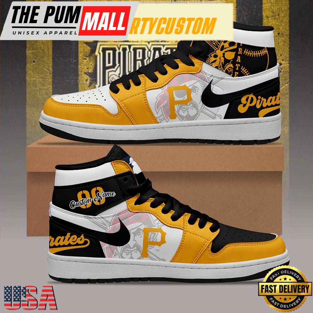 MLB Pittsburgh Pirates Unique Design Custom Name Air Jd 1 Shoes Running Sneakers , MLB Fan Gifts
