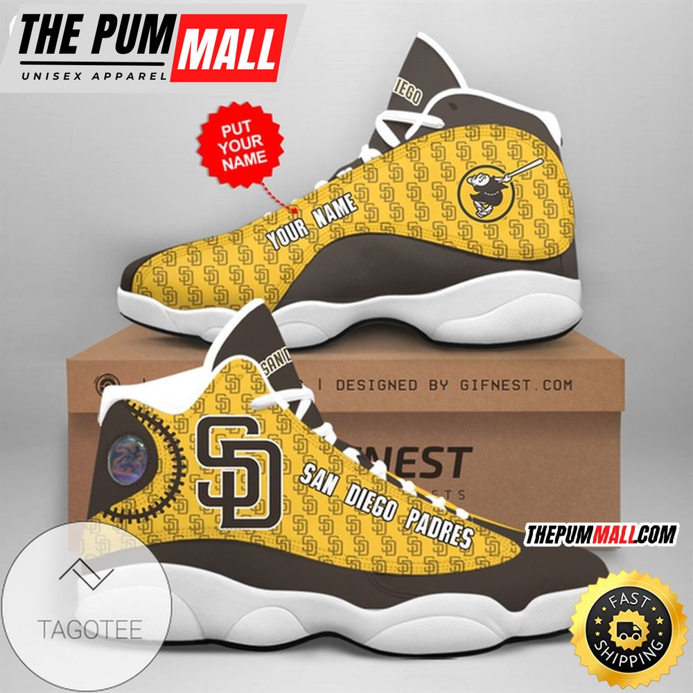 MLB San Diego Padres Custom Name Air Jd 13 Shoes V2