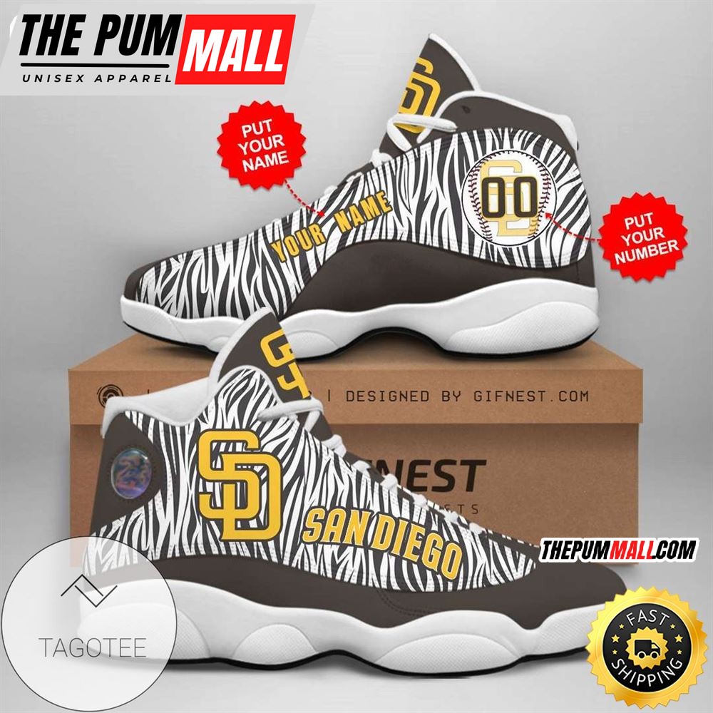 MLB San Diego Padres Custom Name Number Air Jd 13 Shoes V7