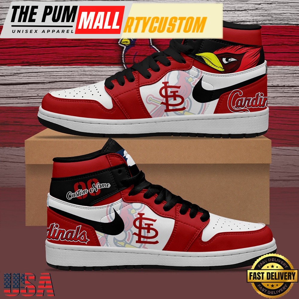 MLB St.Louis Cardinals Unique Design Custom Name Air Jd 1 Shoes Running Sneakers , MLB Fan Gifts