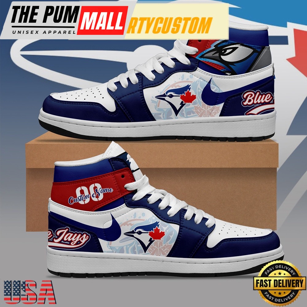 MLB Toronto Blue Jays Unique Design Custom Name Air Jd 1 Shoes Running Sneakers , MLB Fan Gifts