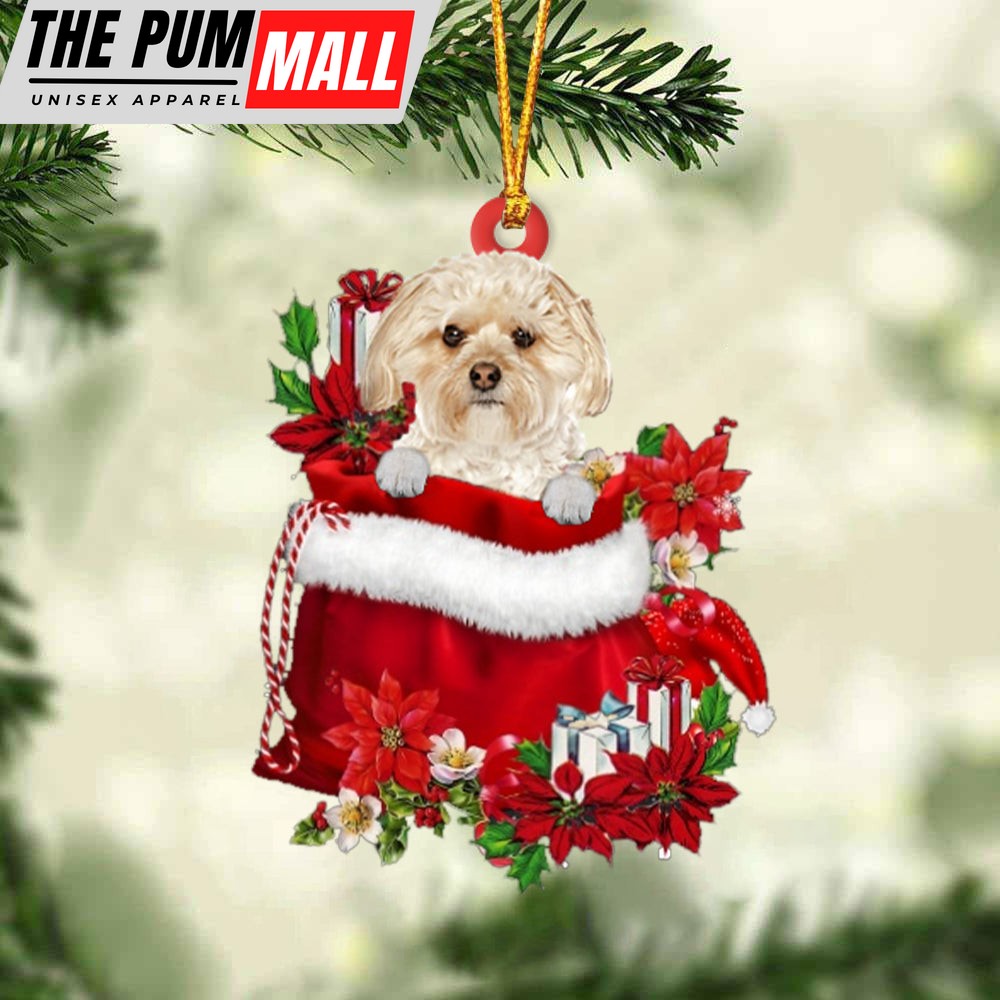 Morkie In Gift Bag Christmas Ornament – Car Ornaments – Gift For Dog Lovers Limited Edition