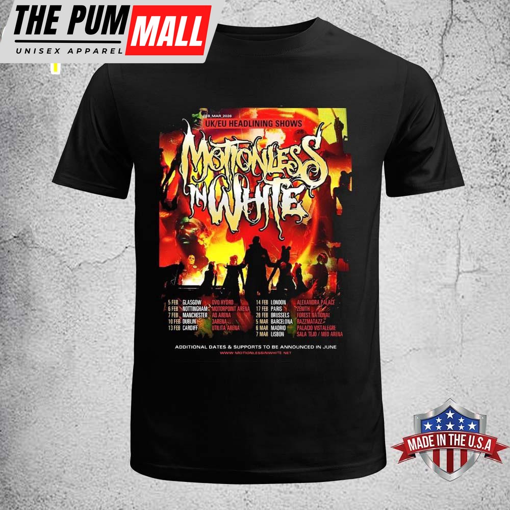 Motionless In White UK EU Headlining Shows 2026 Tour Unisex T-Shirt