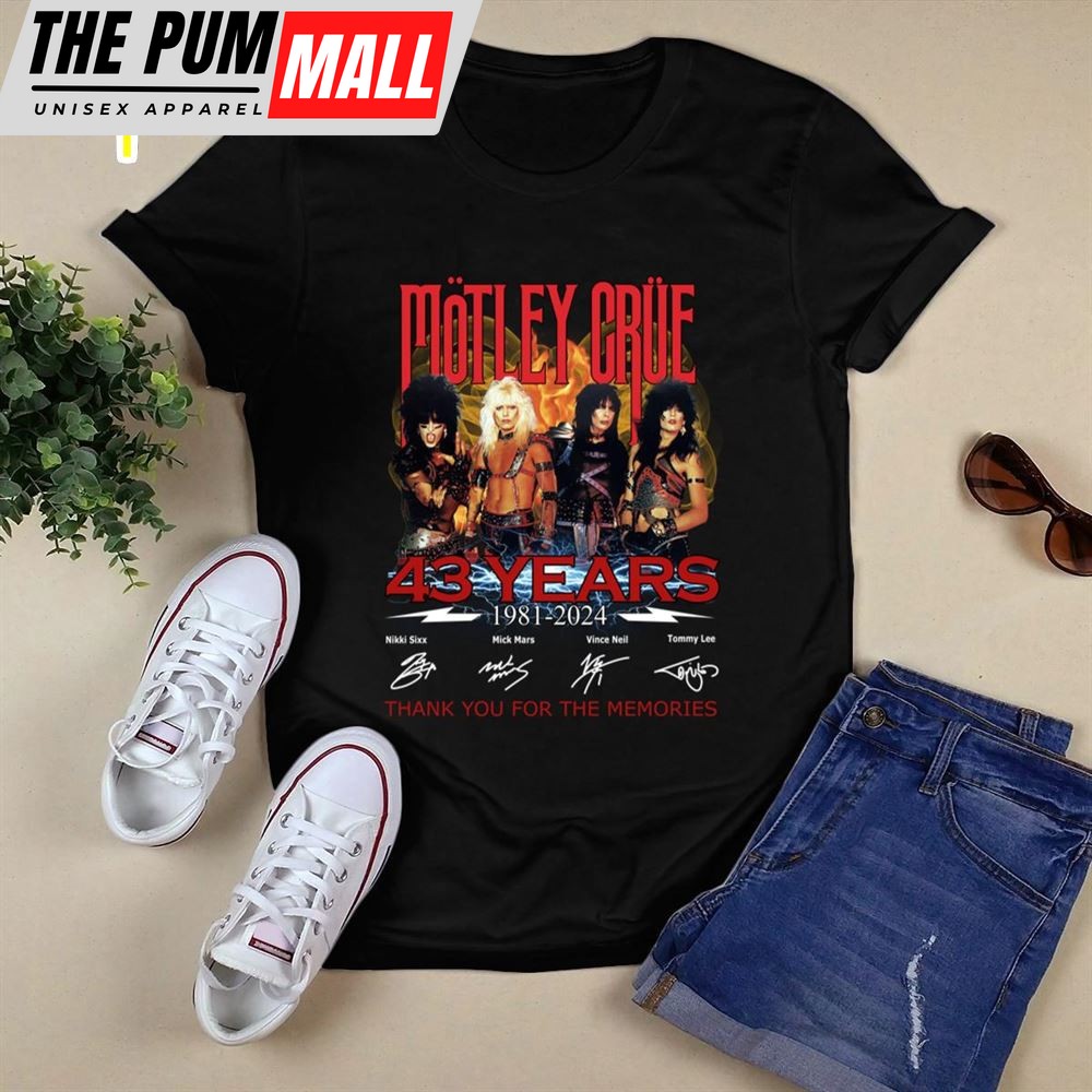 Motley Crue 43 Years Of 1981 2025 Thank You For The Memories Shirt