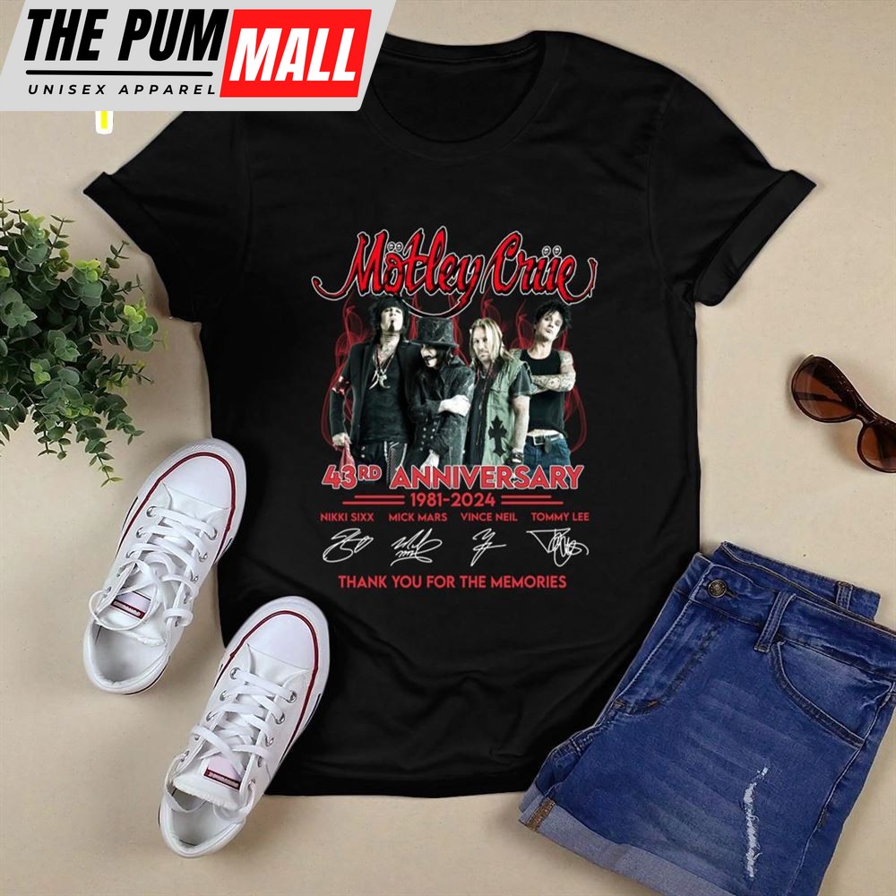 Motley Crue 43rd Anniversary 1981 2025 Thank You For The Memories Shirt