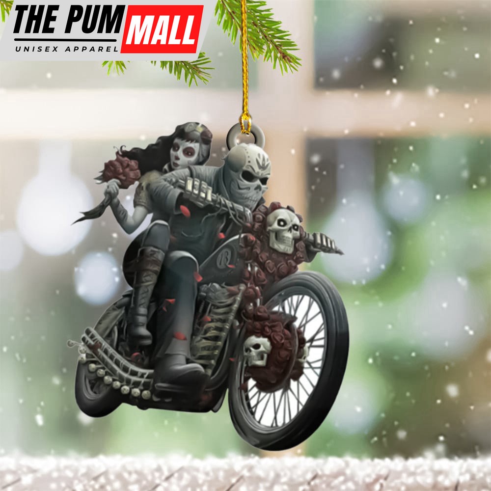Motorcycle Skull Couple Christmas Ornament Couples Christmas Tree For 2023 Limited Edition