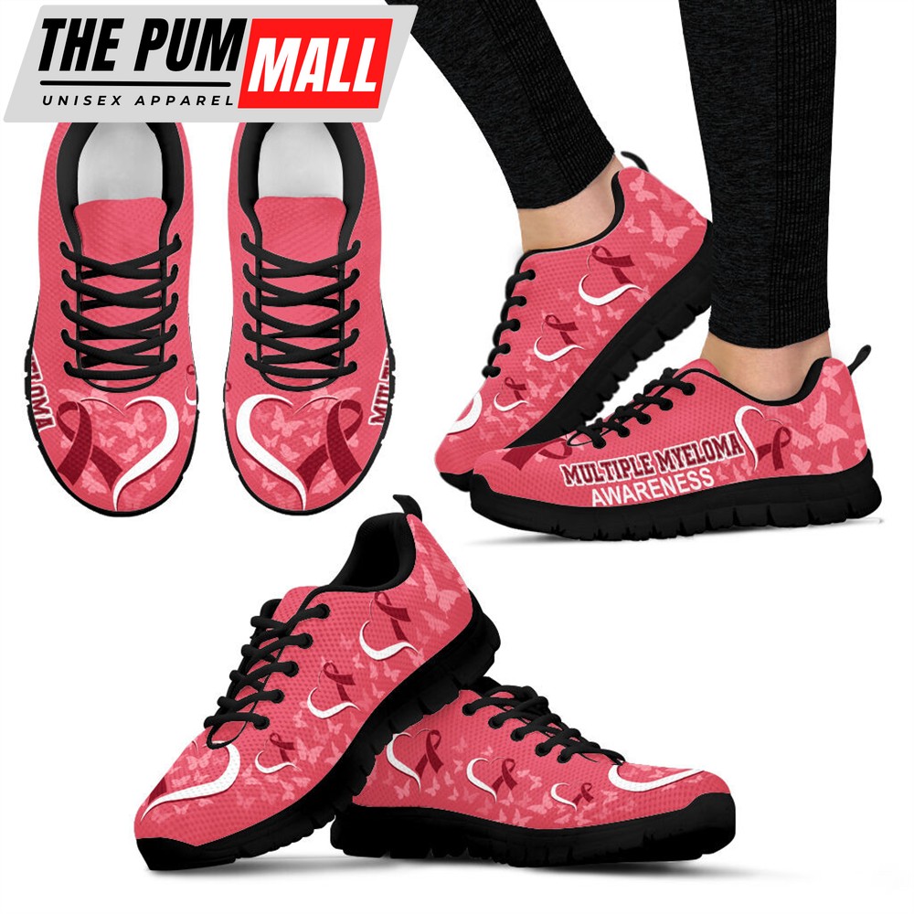 Multiple Myeloma Shoes Awareness Heart Ribbon Sneaker Walking Shoes – Best Gift For Men And Women Malalan
