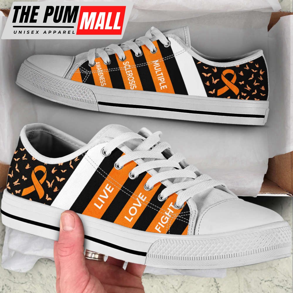 Multiple Sclerosis Shoes Plaid Low Top Shoes Canvas Shoes