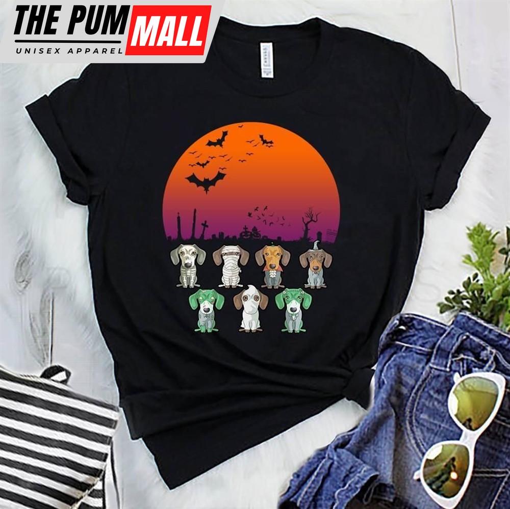 Mummy Dachshunds Halloween Night Pumpkin Tshirt