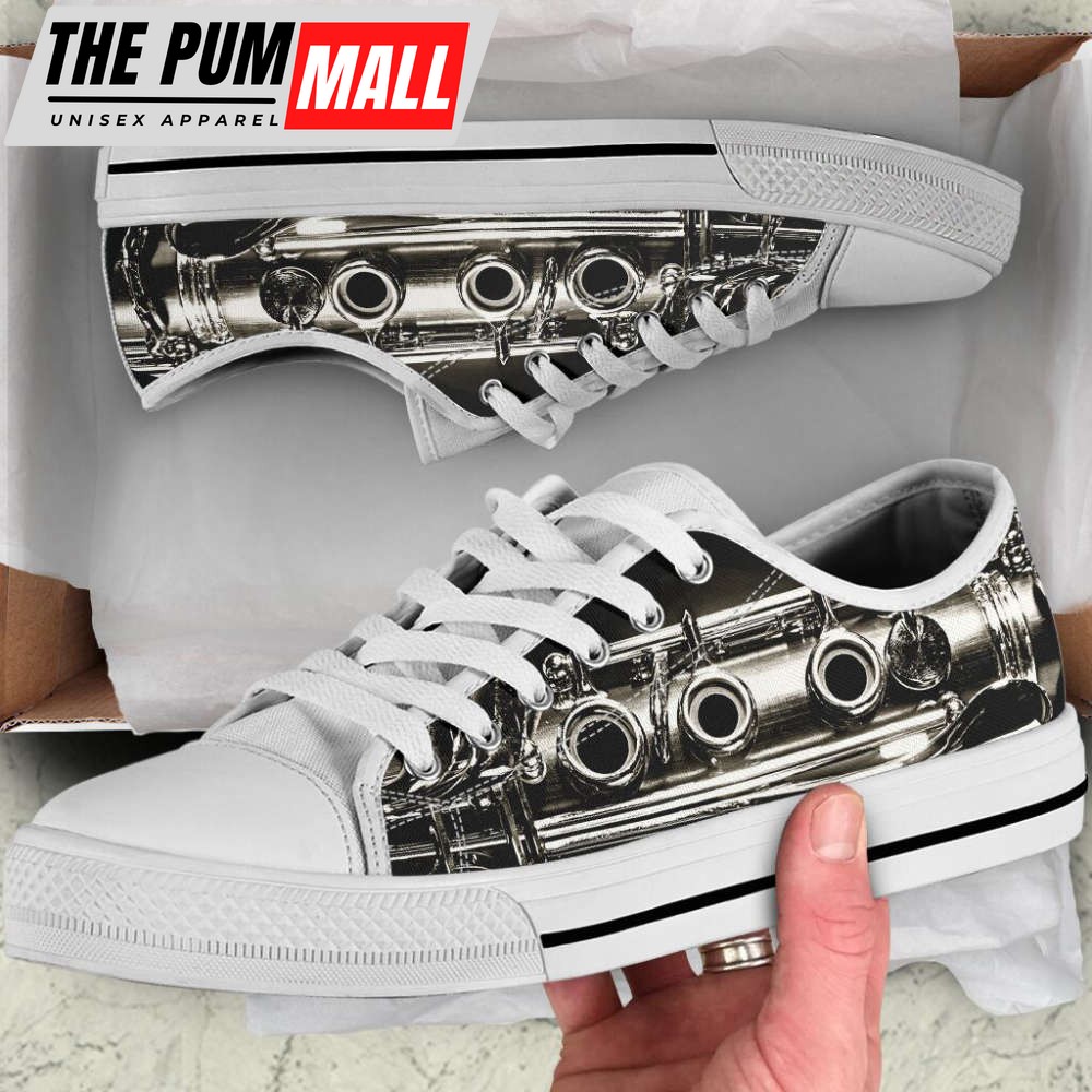 Music Fashion Gift: Clarinet Shortcut Low Top Canvas Print Shoes