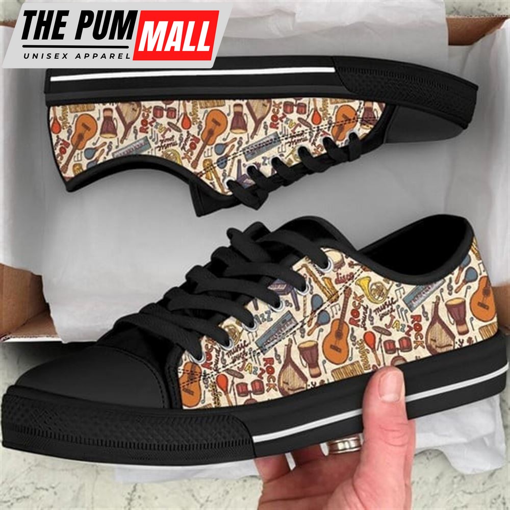 Music Instruments Sketch Canvas Low Top Shoes – Low Top Shoes Mens, Women