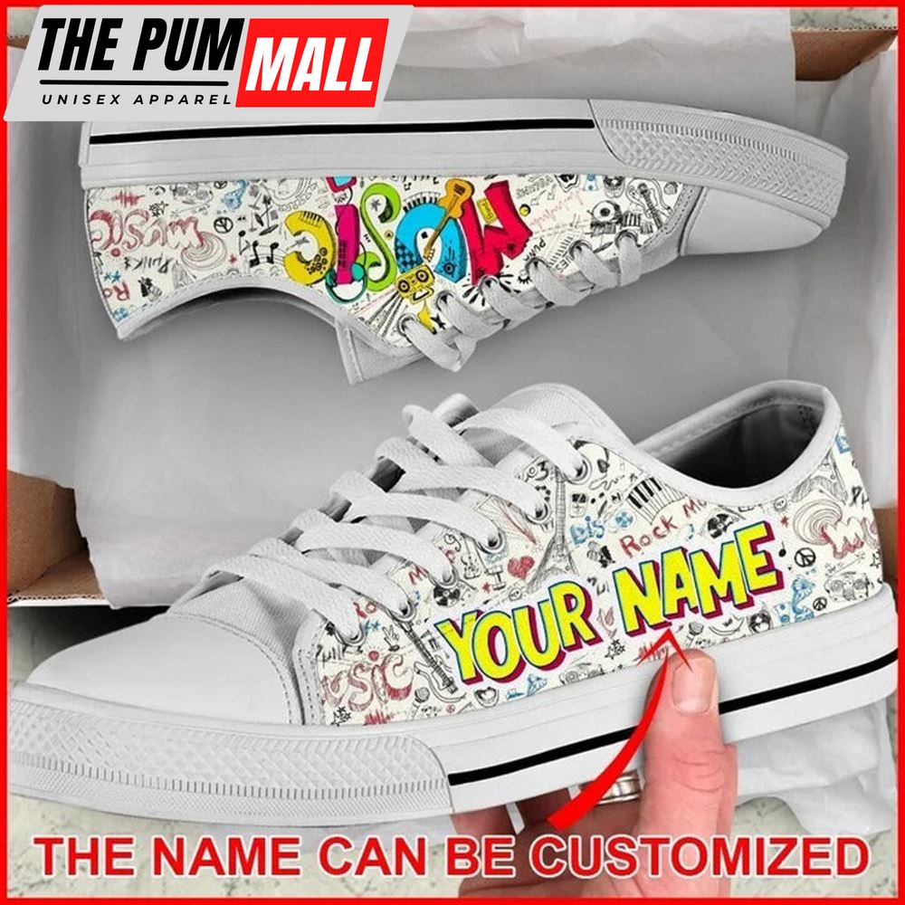 Music Is Life Personalized Canvas Low Top Shoes – Low Top Shoes Mens, Women
