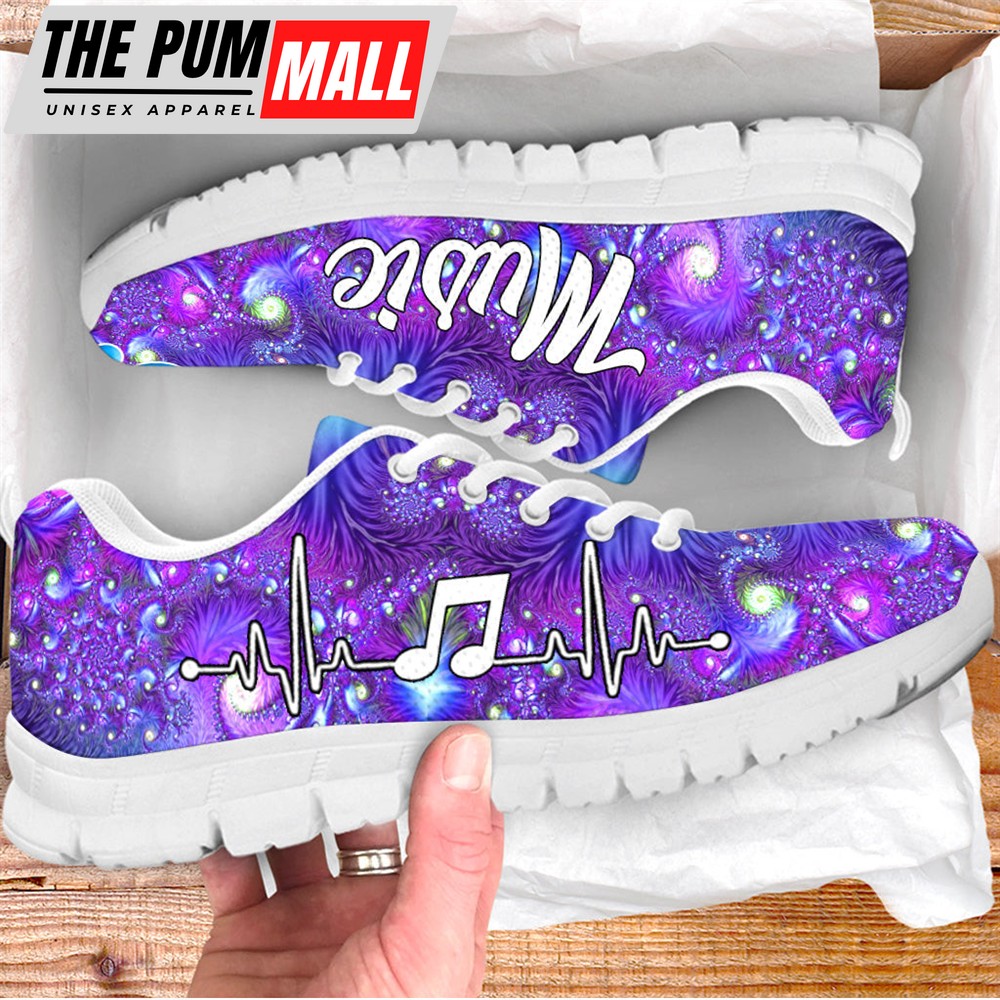 Music Purple Shoes Spiral Painting Art Sneakers Walking Shoes – Best Gift For Music Lovers – Shoes Gift For Adults