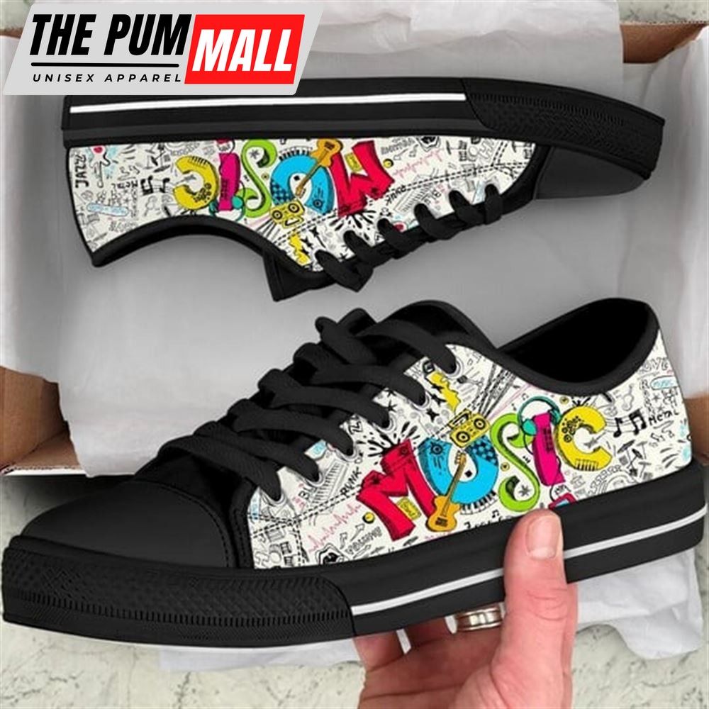 Music Street Funny Icon Canvas Low Top Shoes – Low Top Shoes Mens, Women
