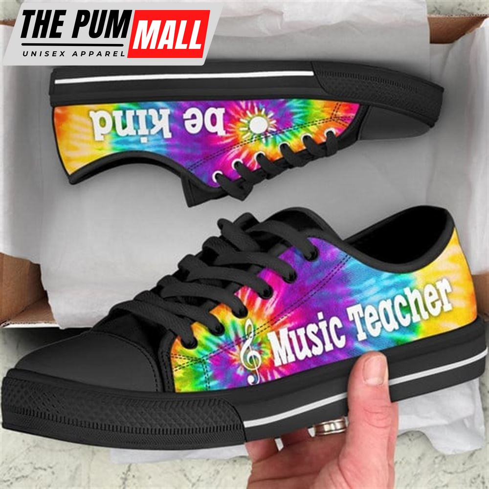 Music Teacher Bekind Tie Dye Canvas Low Top Shoes – Low Top Shoes Mens, Women
