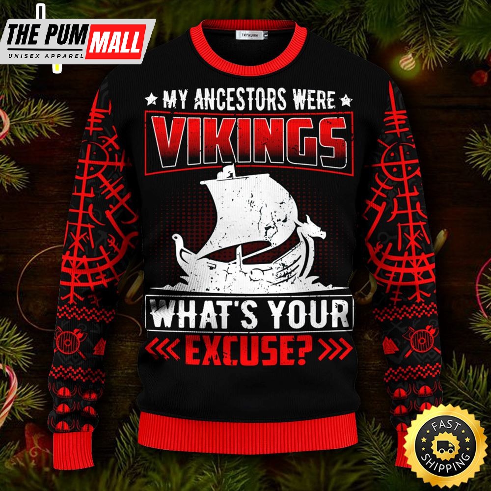 My Ancestors Were Vikings Viking Ugly Skull Sweater Christmas