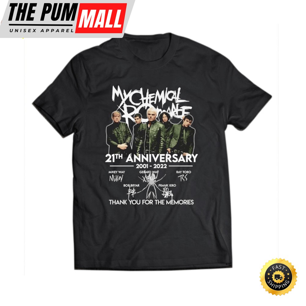 My Chemical Romance 21St Anniversary 2001 2025 Thank You For The Memories T-Shirt
