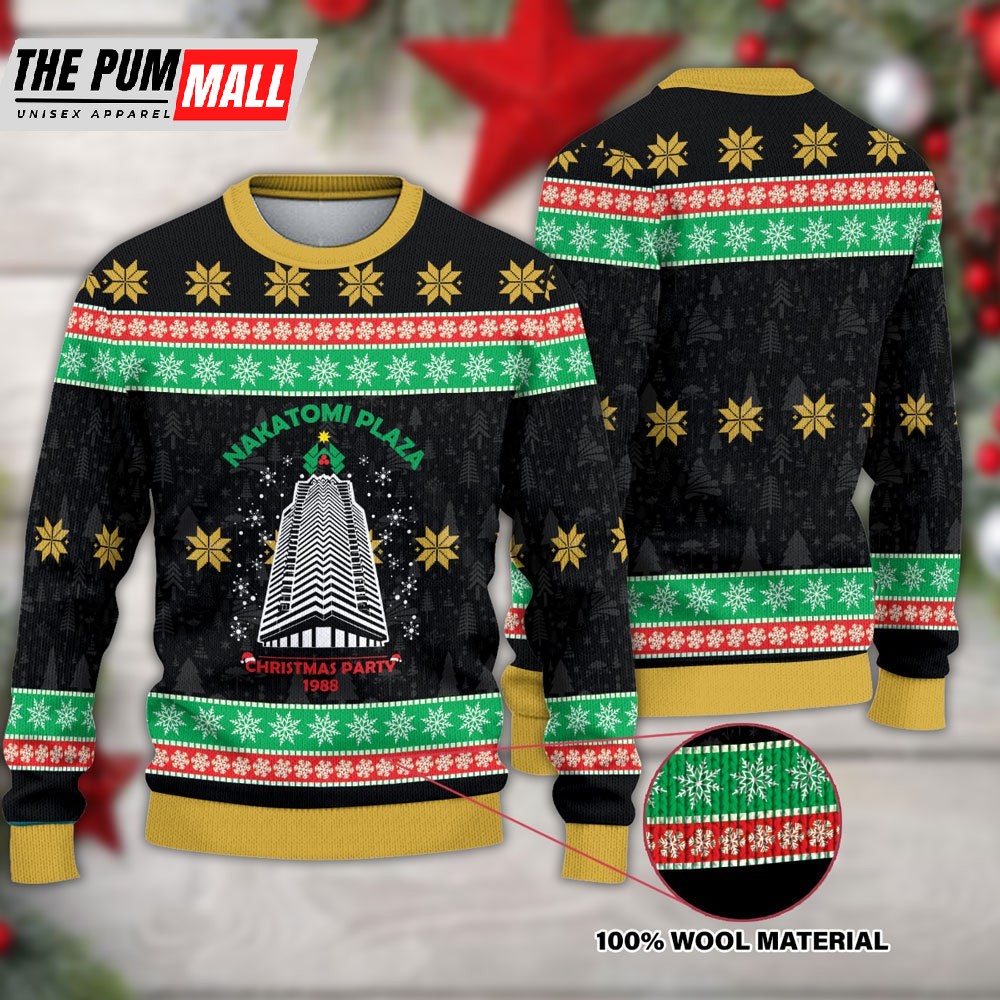Nakatomi Plaza Die Hard Ugly Christmas Sweater