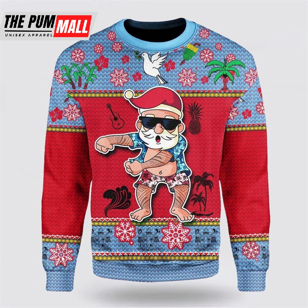 Namishirt Fiji Christmas Sweater Santa Claus Polynesian Tattoo